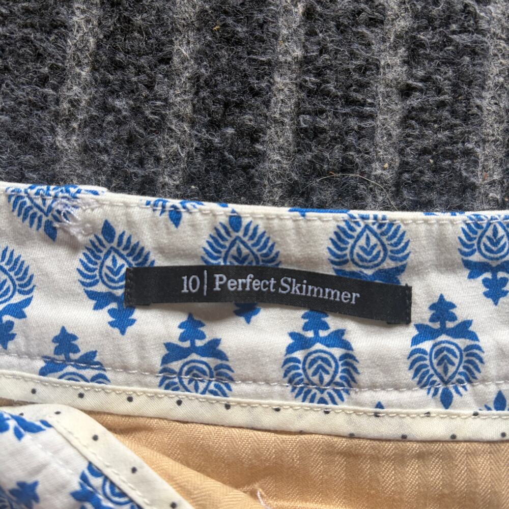 Talbots Perfect Skimmer Pants Size 10 Blue White Cotton - Picture 4 of 11
